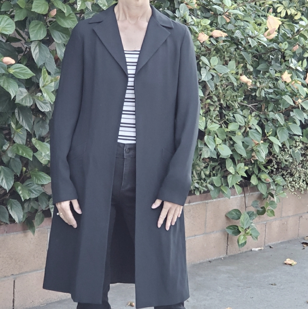 KENAR open midi black long sleeve coat lined sz.6 business travel office - Picture 5 of 11